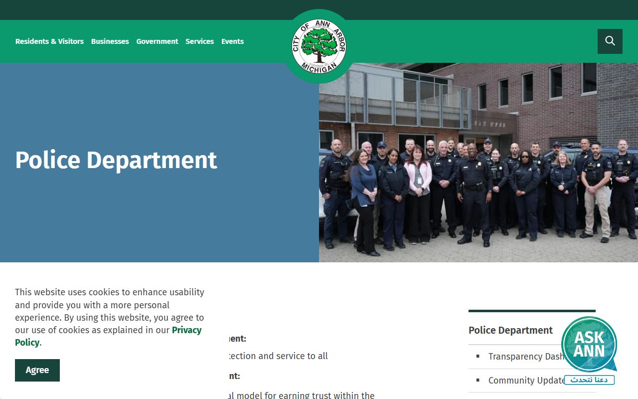 Ann Arbor Police Department phone directory page
