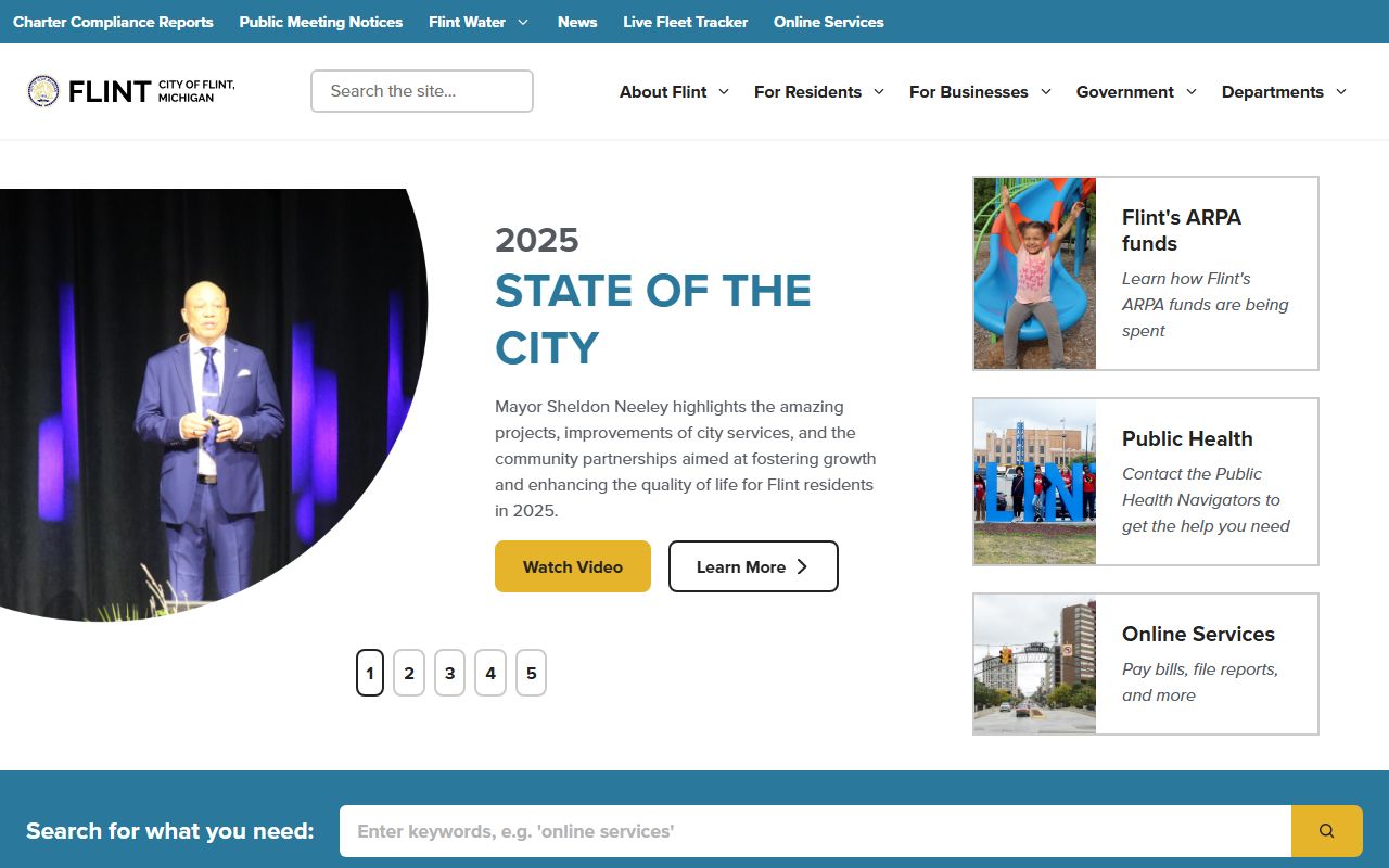 Flint city homepage phone directory for Genesee County Michigan