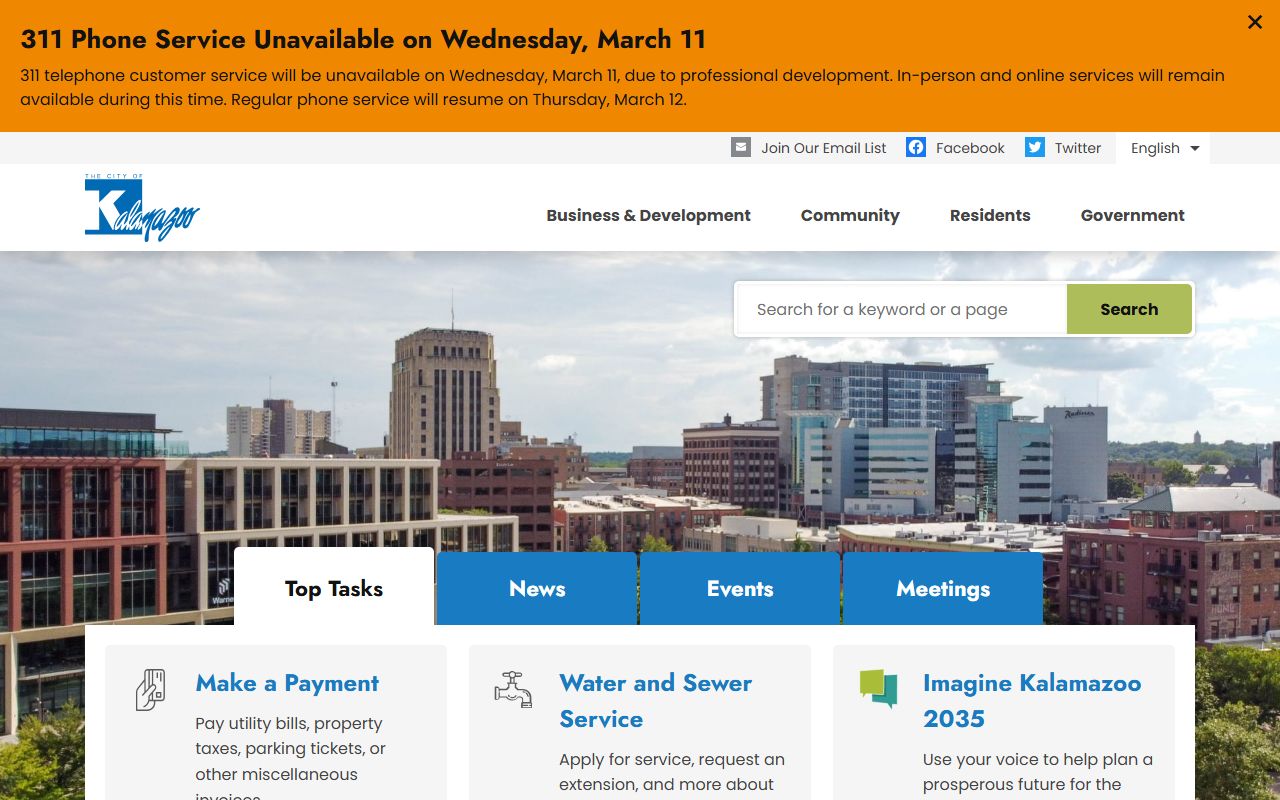 Kalamazoo city homepage phone directory