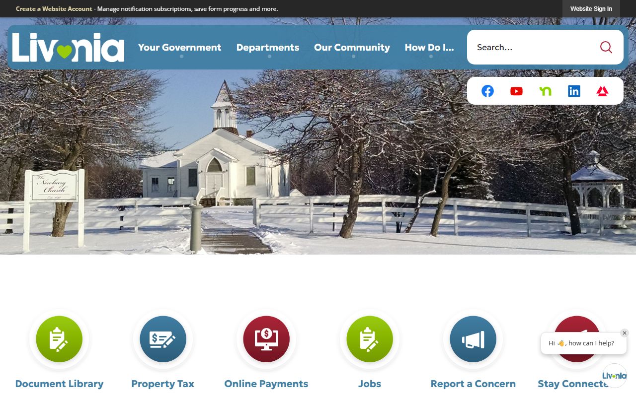 Livonia city homepage phone directory and government services