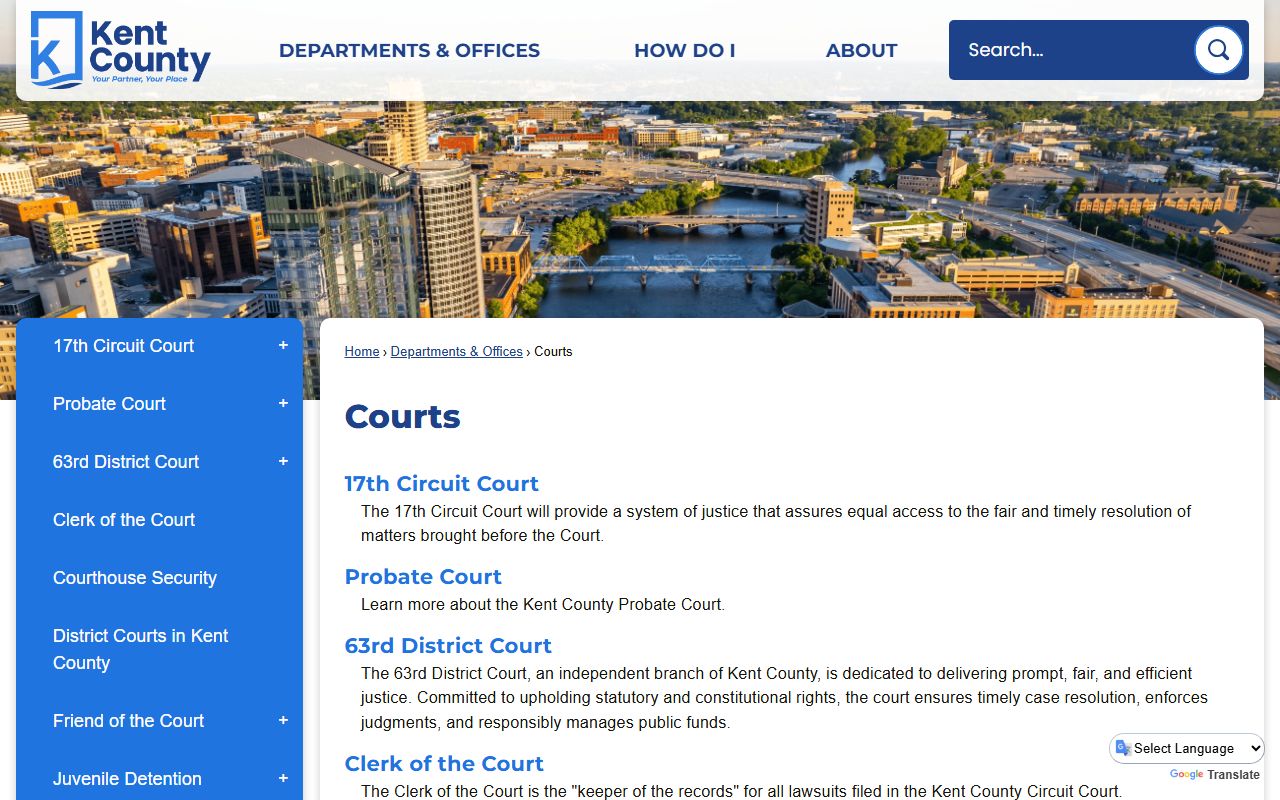 Kent County courts phone directory information