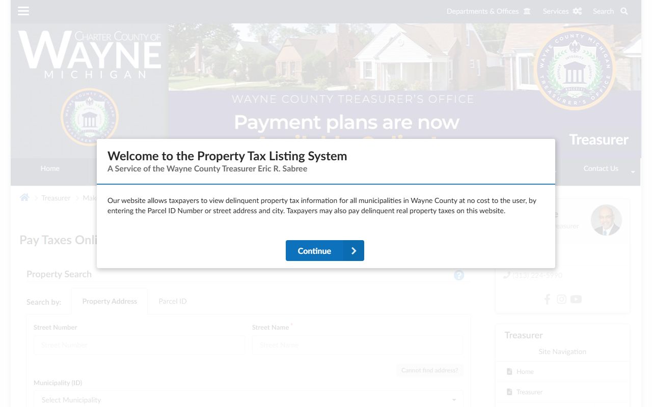 Wayne County property tax search phone directory tool